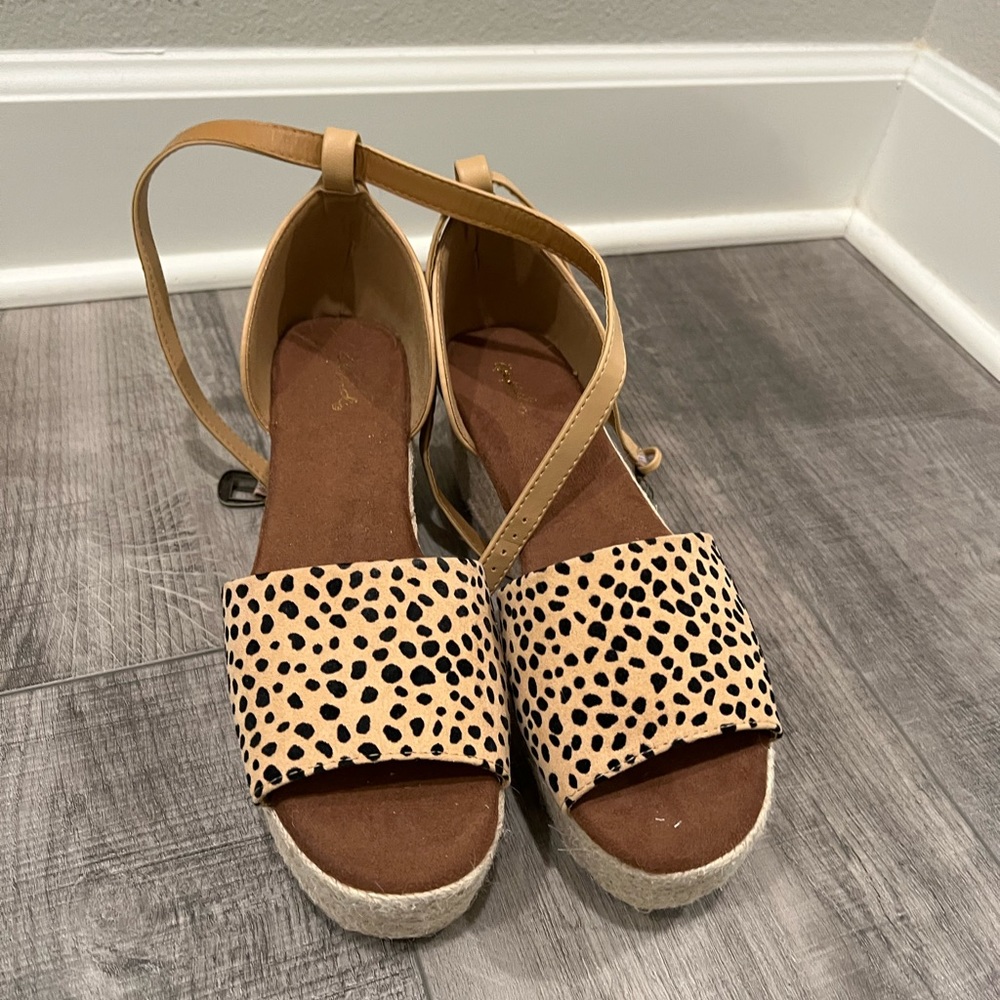 Leopard Wedge Sandals